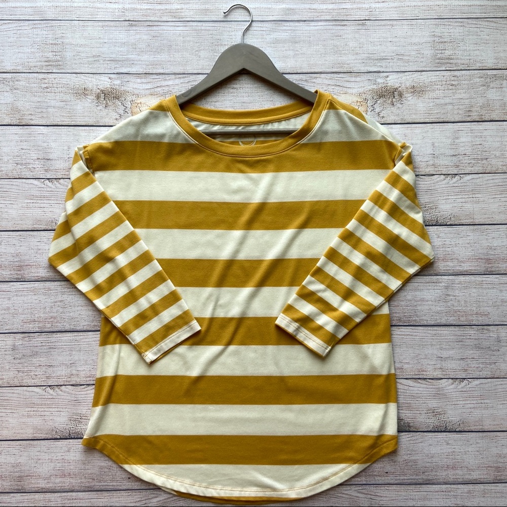 Mustard Striped 3/4 Sleeve Shirt